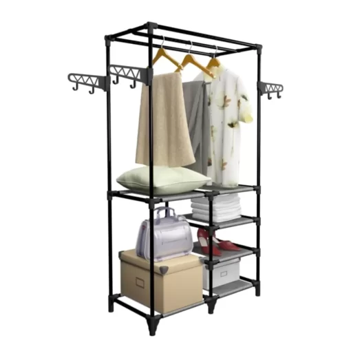 vidaXL Household Supplies* Clothes Rack Steel And Non-Woven Fabric 34.3"X17.3"X62.2" Black