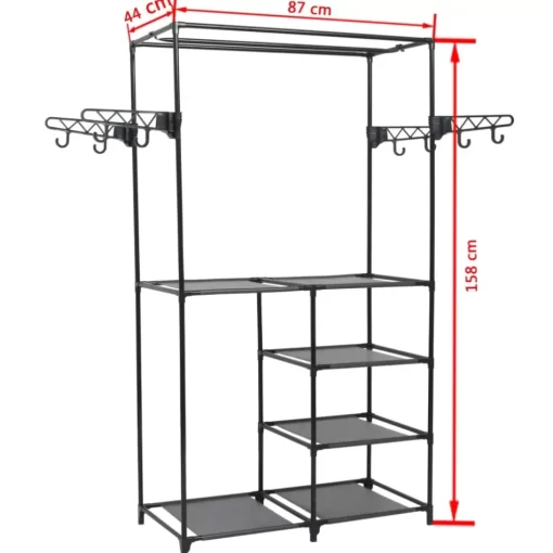 vidaXL Household Supplies* Clothes Rack Steel And Non-Woven Fabric 34.3"X17.3"X62.2" Black