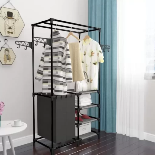 vidaXL Household Supplies* Clothes Rack Steel And Non-Woven Fabric 34.3"X17.3"X62.2" Black