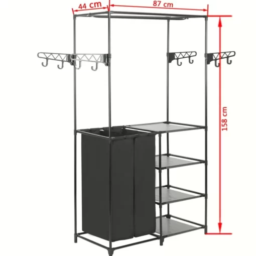 vidaXL Household Supplies* Clothes Rack Steel And Non-Woven Fabric 34.3"X17.3"X62.2" Black