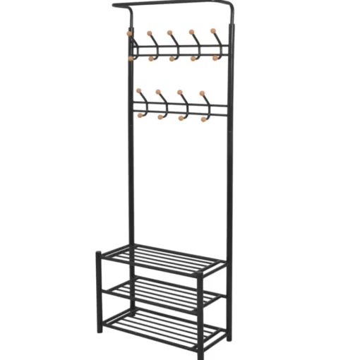 vidaXL Decor* Clothes Rack With Shoe Storage 26.8"X12.6"X71.9" Black