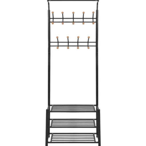 vidaXL Decor* Clothes Rack With Shoe Storage 26.8"X12.6"X71.9" Black