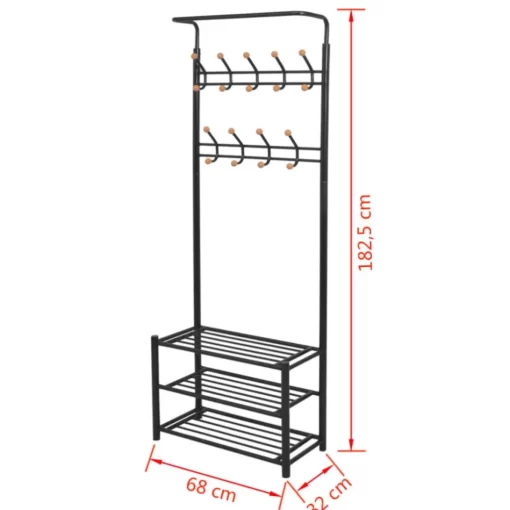 vidaXL Decor* Clothes Rack With Shoe Storage 26.8"X12.6"X71.9" Black