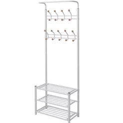 vidaXL Decor* Clothes Rack With Shoe Storage 26.8"X12.6"X71.9" White