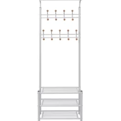 vidaXL Decor* Clothes Rack With Shoe Storage 26.8"X12.6"X71.9" White