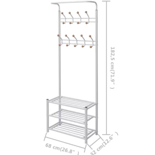 vidaXL Decor* Clothes Rack With Shoe Storage 26.8"X12.6"X71.9" White