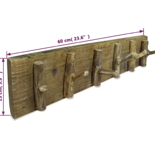 vidaXL Decor* Coat Rack Solid Reclaimed Wood 23.6"X5.9"