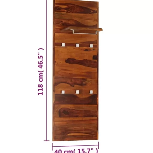 vidaXL Decor* Coat Rack Solid Sheesham Wood 46.5"X15.7"