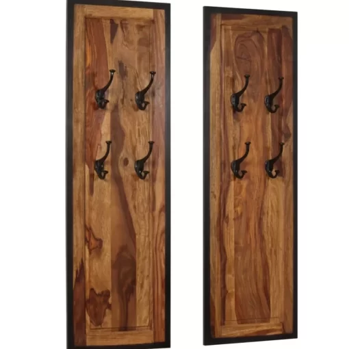 vidaXL Decor* Coat Racks 2 Pcs Solid Sheesham Wood