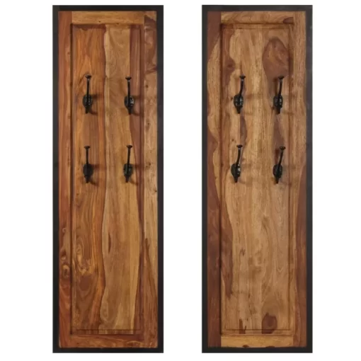 vidaXL Decor* Coat Racks 2 Pcs Solid Sheesham Wood