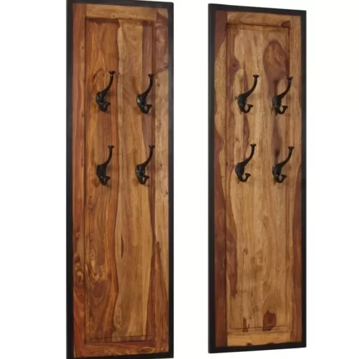 vidaXL Decor* Coat Racks 2 Pcs Solid Sheesham Wood