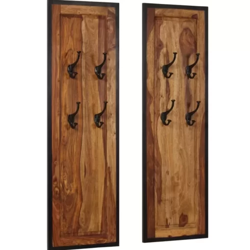 vidaXL Decor* Coat Racks 2 Pcs Solid Sheesham Wood