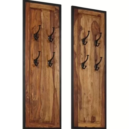 vidaXL Decor* Coat Racks 2 Pcs Solid Sheesham Wood