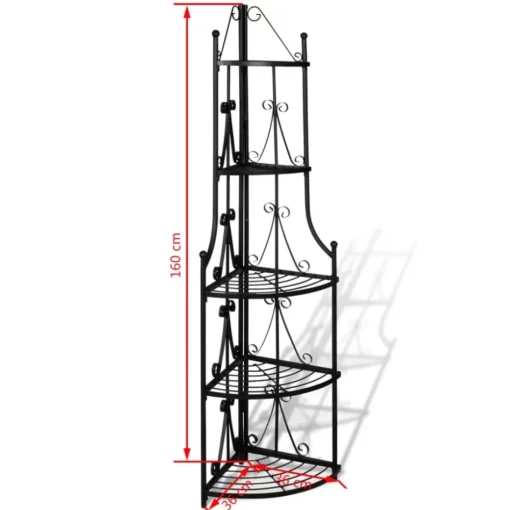 vidaXL Lawn & Garden* Corner Plant Rack Black 14.2"X23.6"