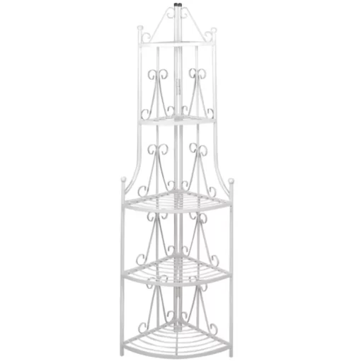 vidaXL Lawn & Garden* Corner Plant Rack White 14.2"X23.6"