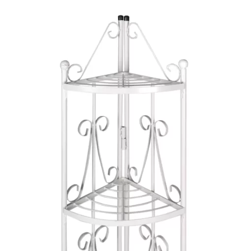 vidaXL Lawn & Garden* Corner Plant Rack White 14.2"X23.6"