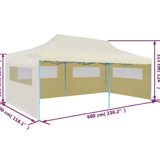 vidaXL Lawn & Garden* Cream Foldable Pop-Up Party Tent 9.8'X19.7'