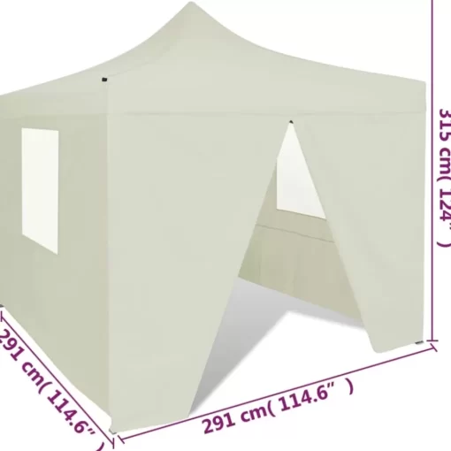 vidaXL Lawn & Garden* Cream Foldable Tent 9.8'X9.8' With 4 Walls