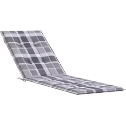 vidaXL Decor* Deck Chair Cushion Gray Check Pattern (29.5"+41.3")X19.7"X1.2"