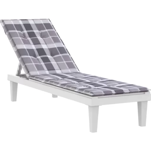 vidaXL Decor* Deck Chair Cushion Gray Check Pattern (29.5"+41.3")X19.7"X1.2"