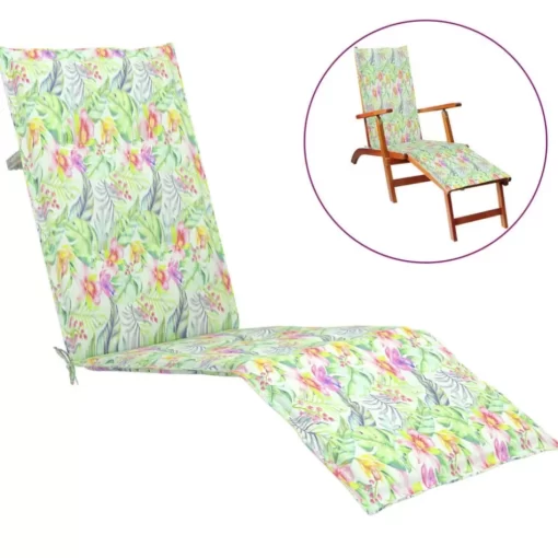 vidaXL Decor* Deck Chair Cushion Leaf Pattern (29.5"+41.3")X19.7"X1.2"