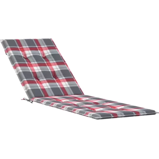 vidaXL Decor* Deck Chair Cushion Red Check Pattern (29.5"+41.3")X19.7"X1.2"