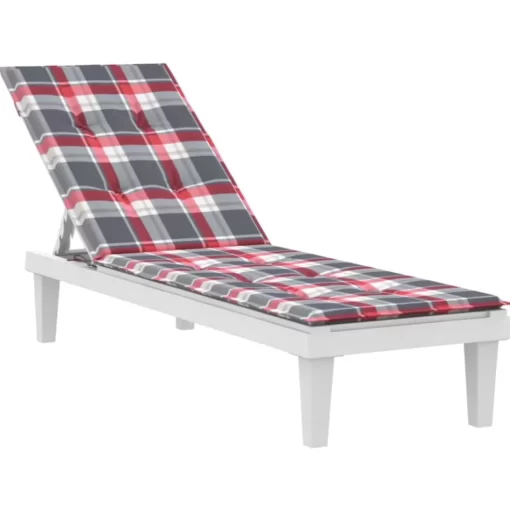 vidaXL Decor* Deck Chair Cushion Red Check Pattern (29.5"+41.3")X19.7"X1.2"