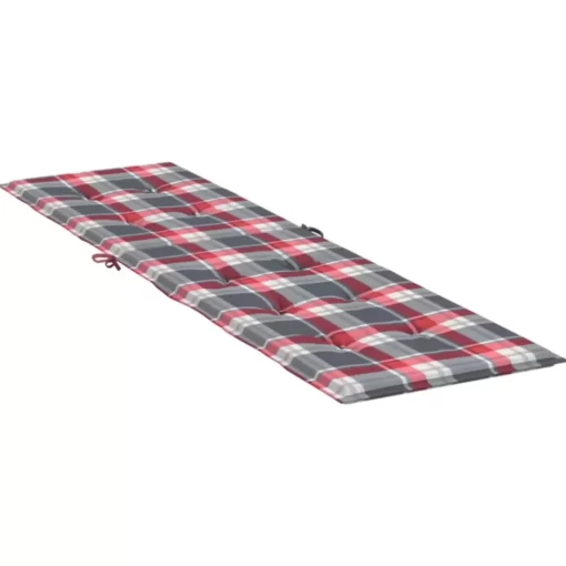 vidaXL Decor* Deck Chair Cushion Red Check Pattern (29.5"+41.3")X19.7"X1.2"