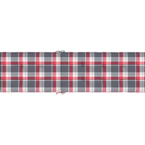 vidaXL Decor* Deck Chair Cushion Red Check Pattern (29.5"+41.3")X19.7"X1.2"