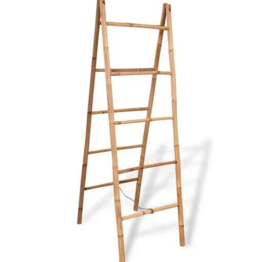 vidaXL Bathroom Accessories* Double Towel Ladder With 5 Rungs Bamboo 19.7"X63"