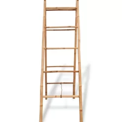 vidaXL Bathroom Accessories* Double Towel Ladder With 5 Rungs Bamboo 19.7"X63"