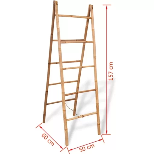 vidaXL Bathroom Accessories* Double Towel Ladder With 5 Rungs Bamboo 19.7"X63"