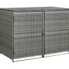 vidaXL Lawn & Garden* Double Wheelie Bin Shed Poly Rattan Anthracite 58.3