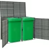 vidaXL Lawn & Garden* Double Wheelie Bin Shed Poly Rattan Anthracite 58.3