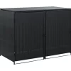 vidaXL Lawn & Garden* Double Wheelie Bin Shed Poly Rattan Black 58.3