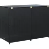 vidaXL Lawn & Garden* Double Wheelie Bin Shed Poly Rattan Black 58.3