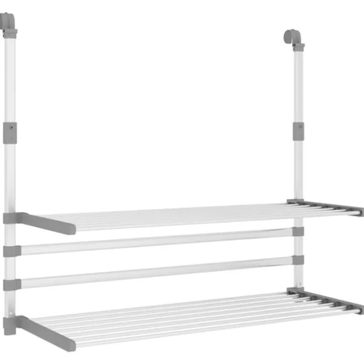 vidaXL Household Supplies* Drying Rack For Balcony 35"X9.8"X(23.6"-37.4") Aluminum