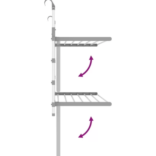 vidaXL Household Supplies* Drying Rack For Balcony 35"X9.8"X(23.6"-37.4") Aluminum