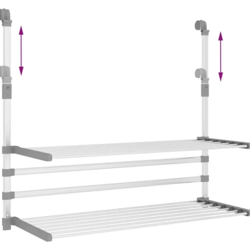 vidaXL Household Supplies* Drying Rack For Balcony 35"X9.8"X(23.6"-37.4") Aluminum