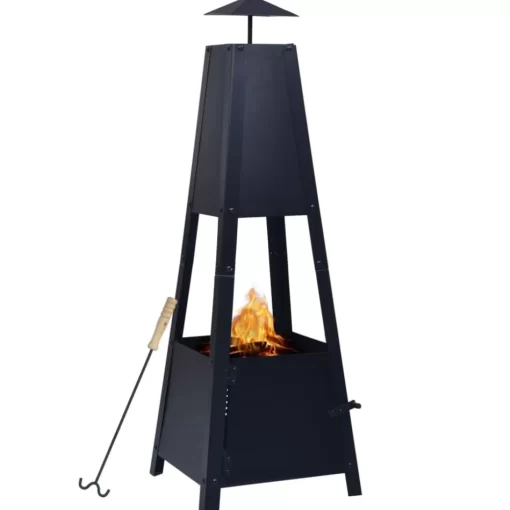 vidaXL Fireplaces* Fire Pit Black 13.8"X13.8"X39" Steel