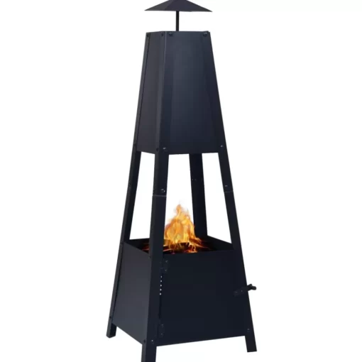 vidaXL Fireplaces* Fire Pit Black 13.8"X13.8"X39" Steel