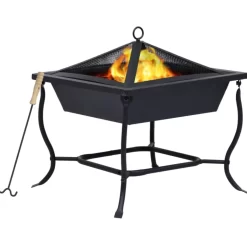 vidaXL Fireplaces* Fire Pit Black 16.5"X16.5"X17.7" Steel