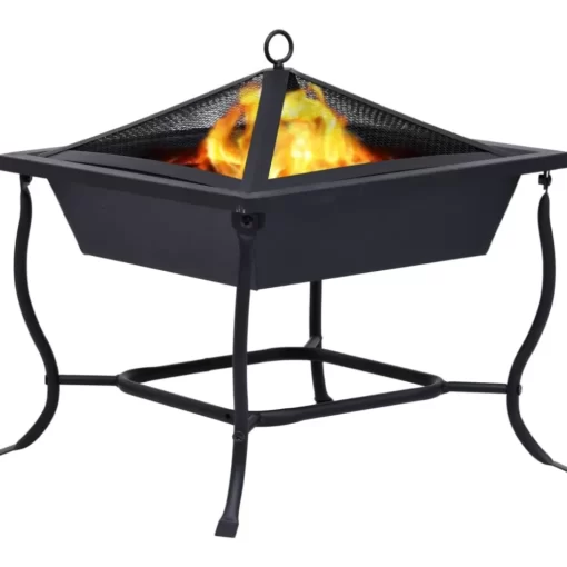 vidaXL Fireplaces* Fire Pit Black 16.5"X16.5"X17.7" Steel