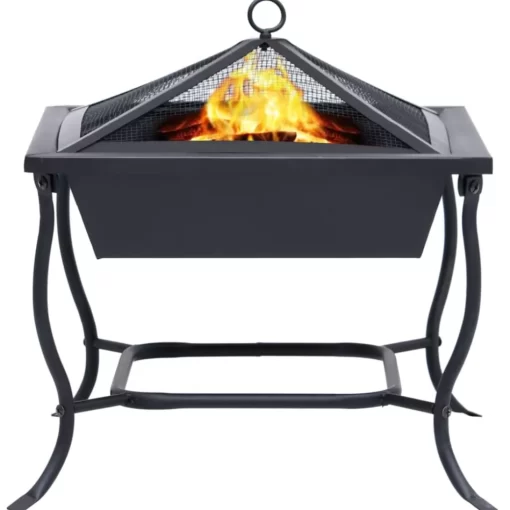 vidaXL Fireplaces* Fire Pit Black 16.5"X16.5"X17.7" Steel