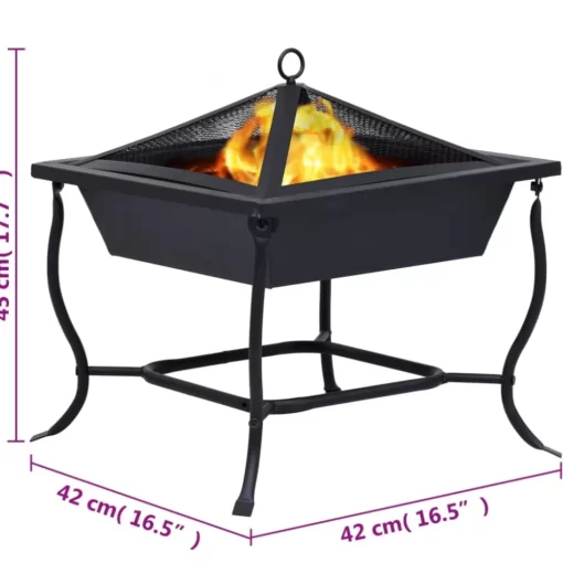 vidaXL Fireplaces* Fire Pit Black 16.5"X16.5"X17.7" Steel