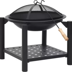 vidaXL Fireplaces* Fire Pit With Poker 21.3"X21.3"X21.7" Steel