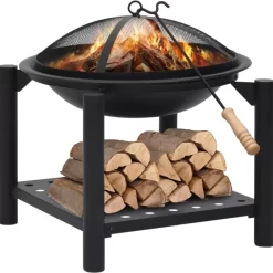 vidaXL Fireplaces* Fire Pit With Poker 21.3"X21.3"X21.7" Steel