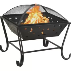 vidaXL Fireplaces* Fire Pit With Poker 24.4" Xxl Steel