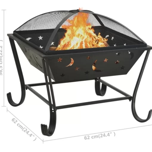 vidaXL Fireplaces* Fire Pit With Poker 24.4" Xxl Steel