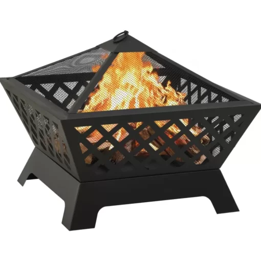 vidaXL Fireplaces* Fire Pit With Poker 25.2" Xxl Steel